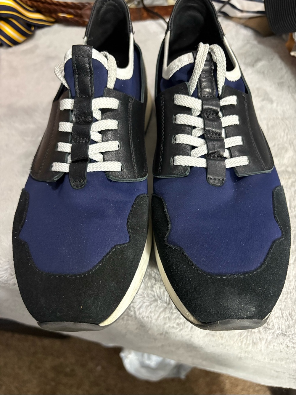 Aquatalia Navy and Black Lace-Up Men's Sneakers